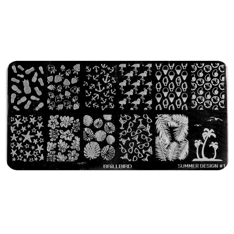 Placa de sello de uñas - Diseño de verano