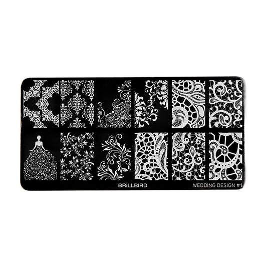 Nail stamp plate - Wedding design